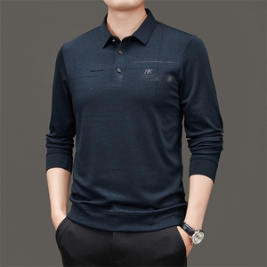 秋装免烫POLO衫男士长袖t恤春秋季2023新款中年商务休闲上衣服图片