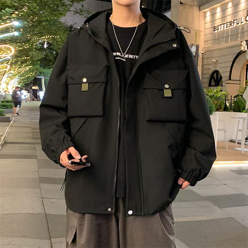 休闲拉链夹克情侣冲锋衣防风衣连帽外套JK451p75,男装夹克,电商D315