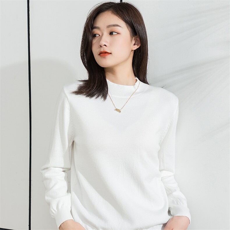 半高领毛衫女2024秋冬季新款宽松套头加厚保暖长袖,针织衫/毛衣,春韵羊绒
