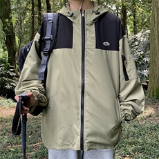 冲锋衣夹克男韩版潮流连帽拼色高街帅气2023秋冬ins外套W5327-P55，男装夹克，星座412-3