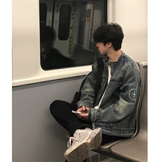 春秋季日系复古刺绣水洗牛仔外套男宽松蓝色工装夹克上衣JK2215，男装夹克，星座1116A（原606A-3）