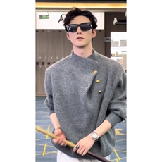 JY714-P50慵懒风bf复古软糯套头纽扣针织衫，男装针织衫/毛衣，星座1501-3