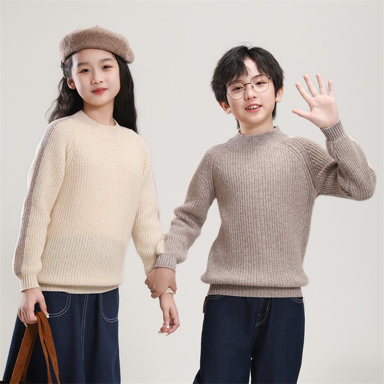 时尚百搭经典纯色儿童半高领羊毛衫舒适保暖柔软亲肤春秋冬,童装儿童羊毛衫,凯旺羊绒