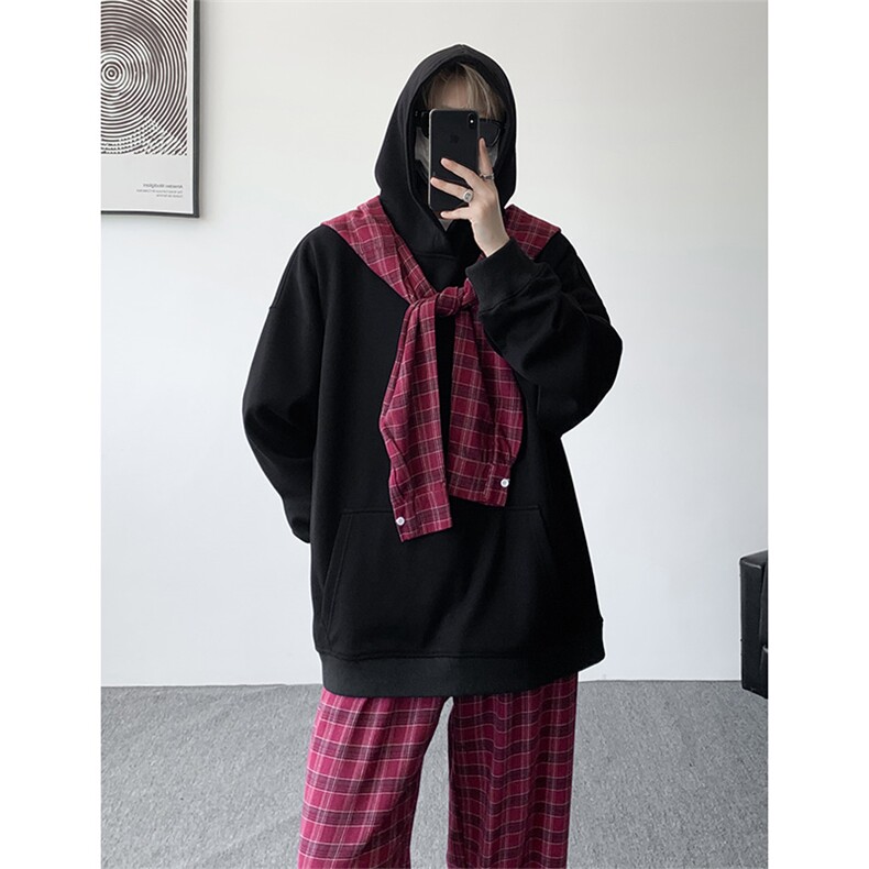 小众两连帽撞色大码卫衣套装T797特P65K797特P42TZ797特P107，男装休闲套装，电商A059