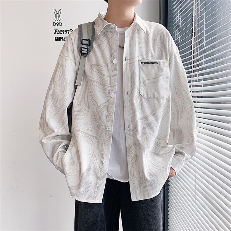 G806-P45秋季新款港风休闲宽松长袖衬衫男,男装衬衫,星座1204
