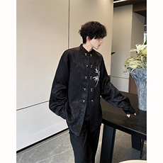 现货！25新中式暗纹提花高品质重工刺绣竹叶礼服衬衫CS111-P138，男装衬衫，电商B288