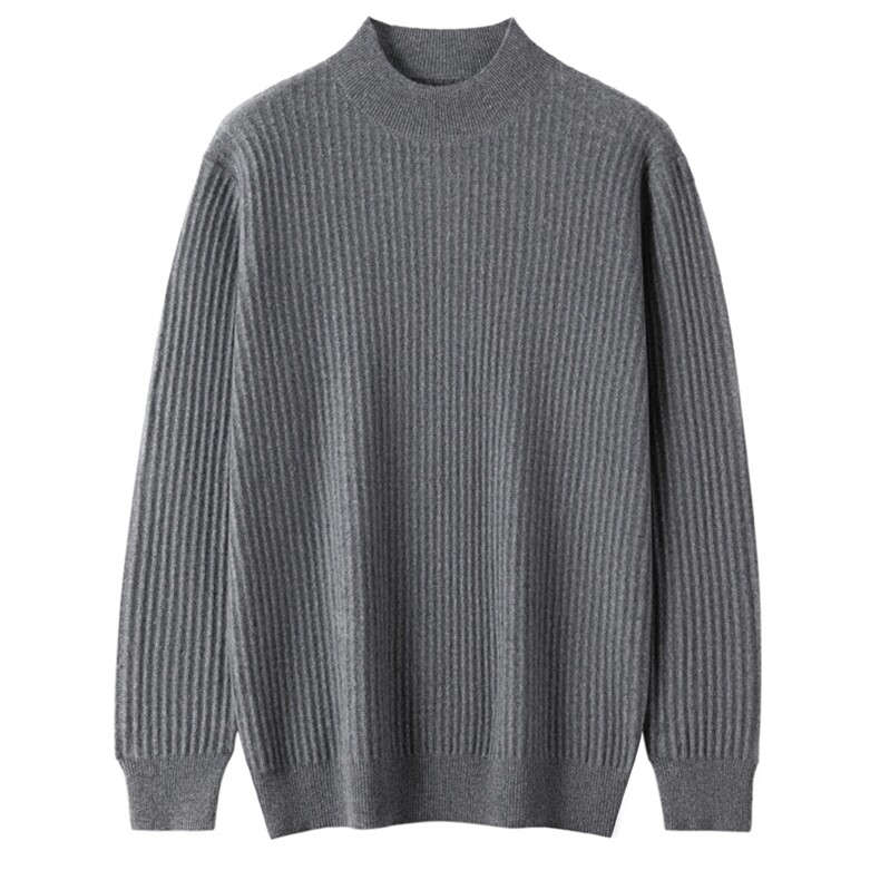 2025年秋季时尚百搭通勤简约休闲竖条半高领，男装羊绒套衫，晨晟羊绒