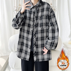 韩版潮流复古格子大码翻领男女长袖衬衫C2196-特P28/CJ9736-特P40，男装衬衫，电商A007