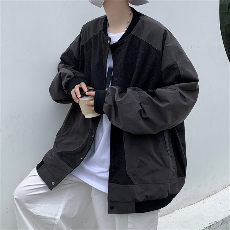 春装棒球服呢子外套男休闲拼色夹克上衣 JK83P95图片