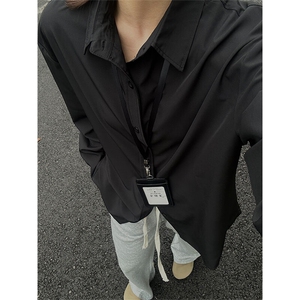 四季薄款冰丝长袖衬衫男简约纯色垂感休闲长袖痞帅衬衣CS031-P28图片