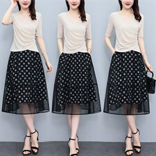 芷墨夏季新款时尚简约显高套装通勤职场上衣裙子俩件套，女装套装/套裙，芷墨服饰