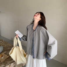 2026秋季新款现货文艺清新风拼接宽松舒适透气短外套P155K235，女装短外套，2D146