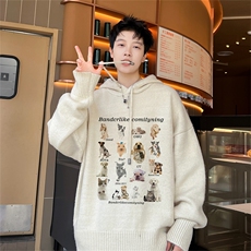 高品秋冬季连帽毛衣男复古慵懒风针织衫毛衣外套MYL3317-P65控88，男装针织衫/毛衣，电商B370