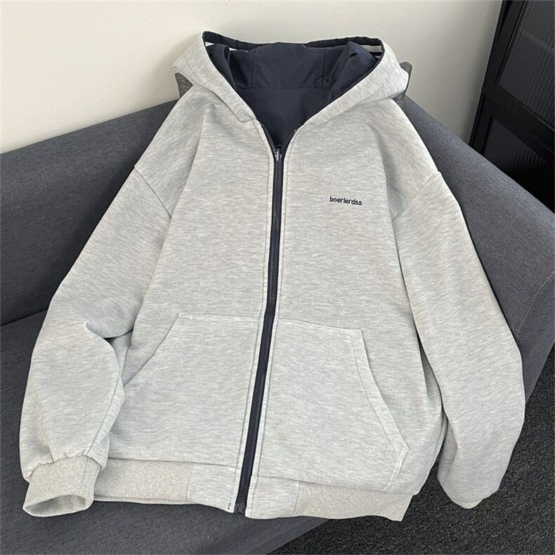 W10342-P68网图现货运动连帽开衫卫衣外套潮牌复古双面穿夹克,男装夹克,星座1608