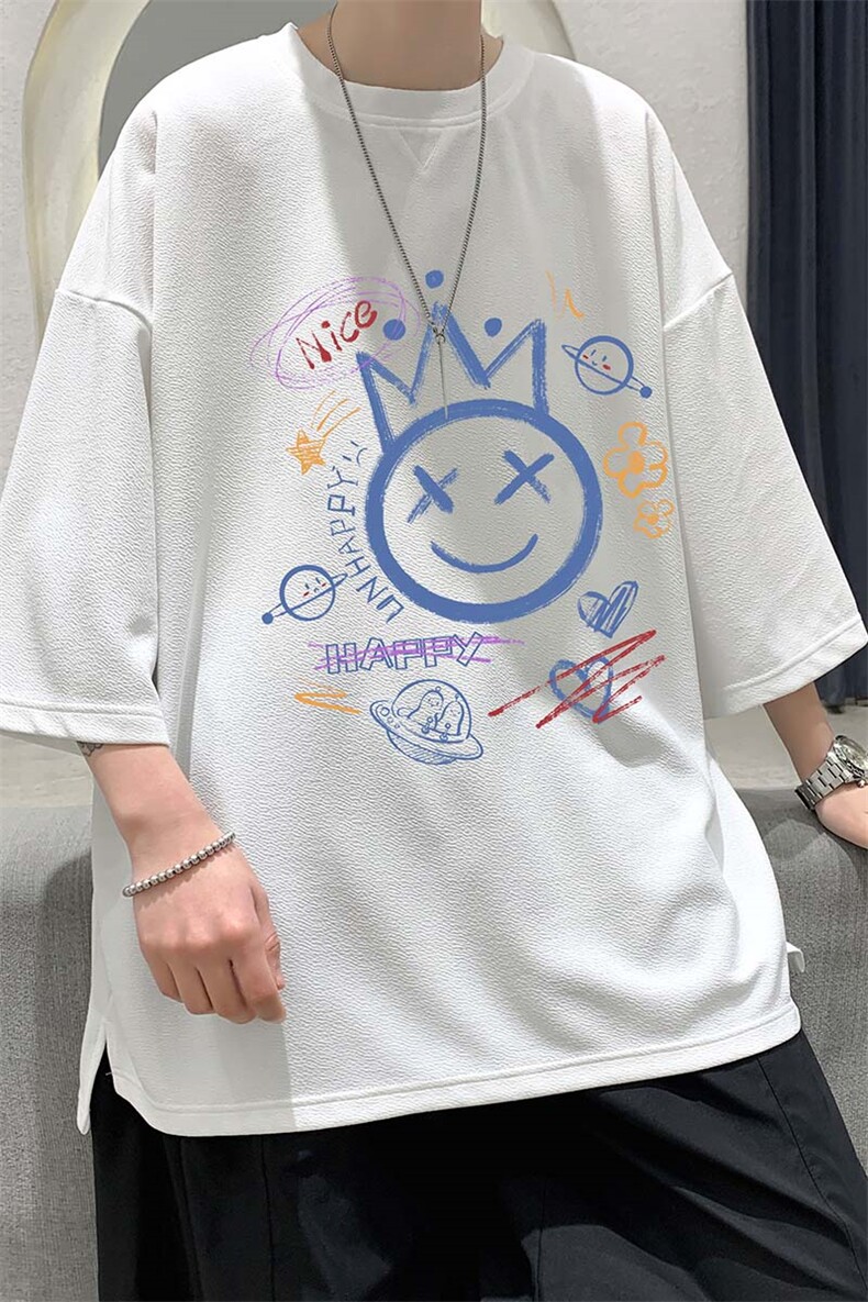 Q11180-P30春夏季七分袖t恤男大码五分袖男短袖中袖大皂风,男装T恤,电商A040