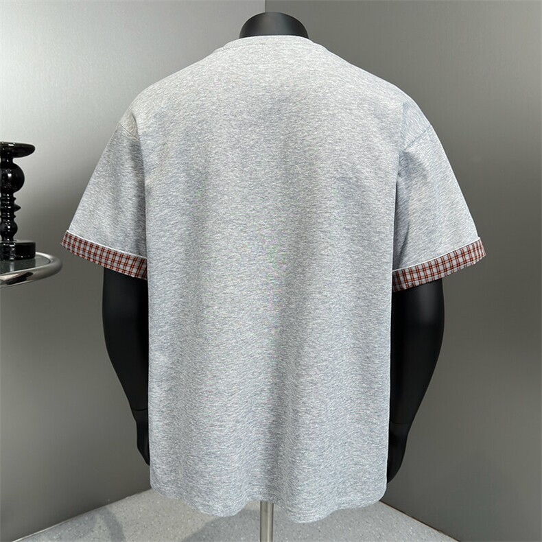 短袖t恤男潮牌夏季宽松2025拼色网红潮流ins上衣XZ212-QTX692-P45,男装T恤,星座212