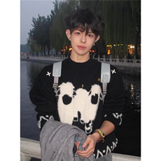 少年感小羊提花毛衣男款秋冬cleanfit绒感内搭上衣条纹加厚针织衫，男装针织衫/毛衣，星座506A