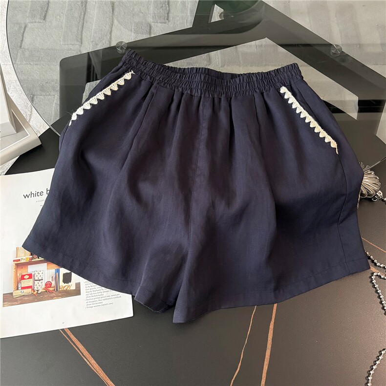 欧货时尚气质减龄套装女夏款遮肉显瘦刺绣无袖衬衫阔腿短裤两件套,女装套装/套裙,江南