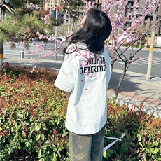 万针全刺绣工艺抖音得物高品质260克重磅纯棉双纱美式高街短袖T恤，男装T恤，电商A486-1