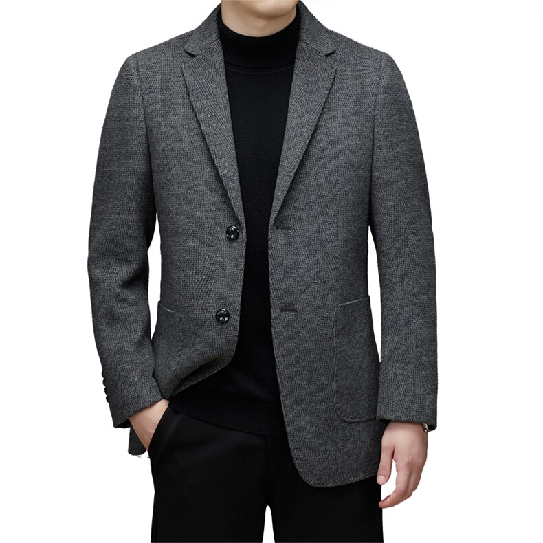 DJ82301钱塘2020-3冬季厚款时尚休闲简约中年男士毛呢西服P395,男装毛呢大衣,钱塘207-3