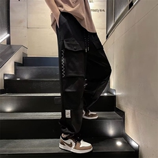 休闲裤长裤慵懒工装裤时尚潮牌男春秋新款简约宽松型潮青春流行，男装休闲裤，四季星座218-1