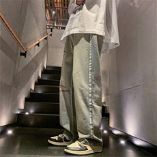 水洗牛仔裤男春季美式潮牌直筒宽松拖地裤高街vibe长裤N2980-P43，男装牛仔裤，星座1008