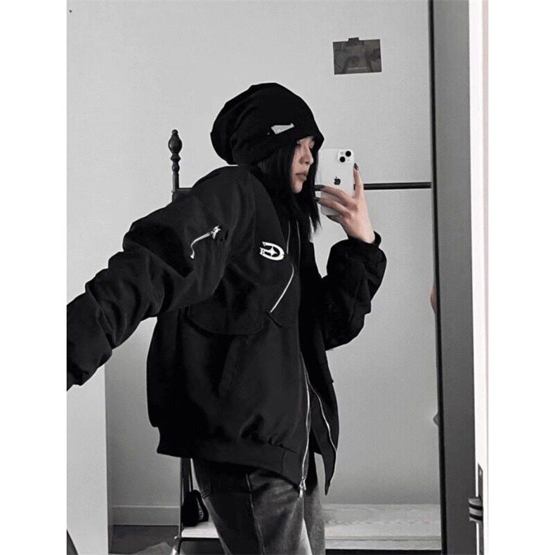 美式街头风小众设计感拉链棒球服外套春秋复古款飞行夹克oversize,男装夹克,星座506A