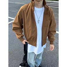 现货26春装美拉德立领飞行夹克纯色复古廓形高街棒球服外套，男装夹克，电商A486