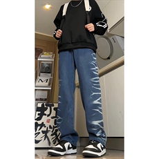 欧美hiphop直筒牛仔裤美式复古阔腿裤垂坠感xz310a-4-nz15，男装牛仔裤，星座310A-4