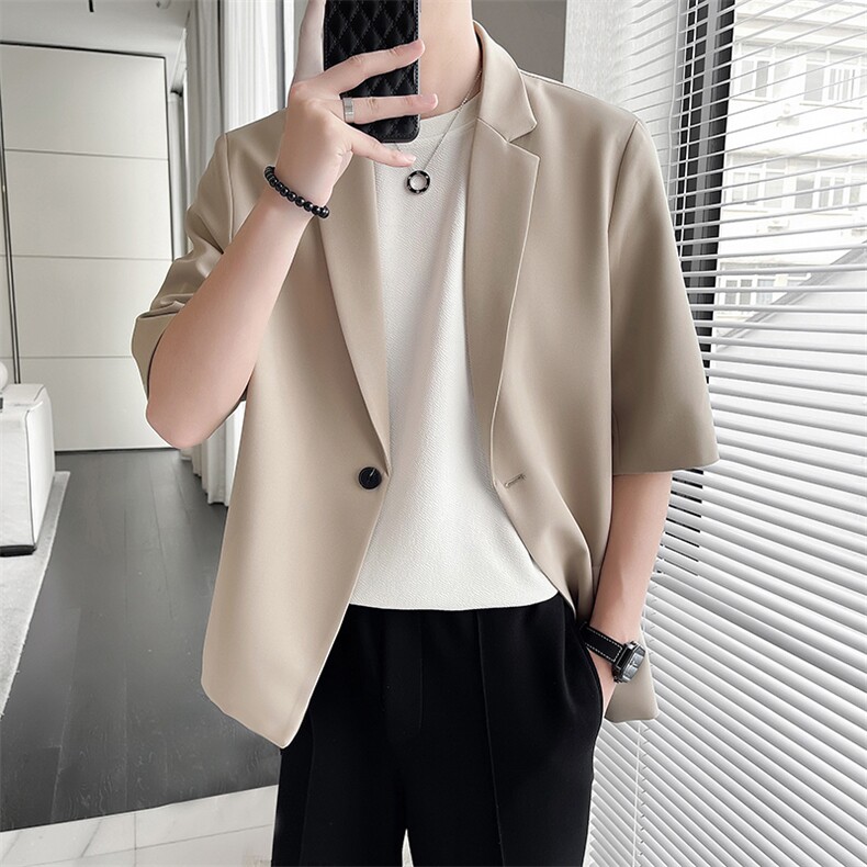 轻熟风~夏季冰丝薄款中袖西服外套防晒衣X801,男装西服,电商B331