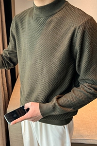 半高领毛衣绿色男针织衫打底衫修身款 　　MY6002-P50图片