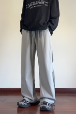 秋季现货宽松纯色直筒垂感拼色条纹休闲裤男DSA157B-K9850-P40，男装休闲裤，电商A157B