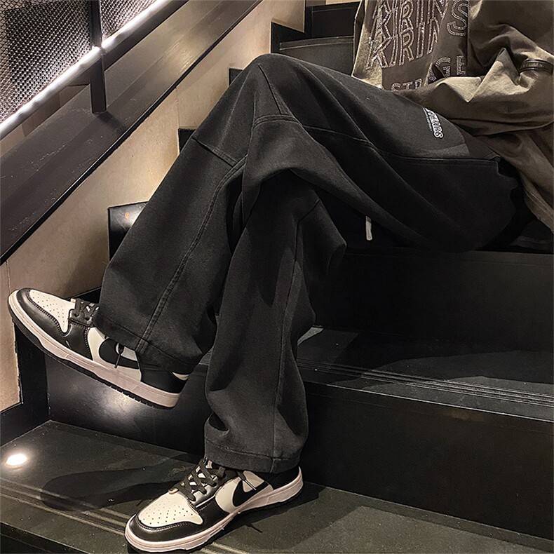 高品质2023春新款港风水洗做旧宽松阔腿休闲裤K306-P68,男装休闲裤,星座914-3
