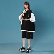 中性风2023夏季新款华夫格情侣运动休闲套装t恤TZ829p75控98，男装休闲套装，A247A