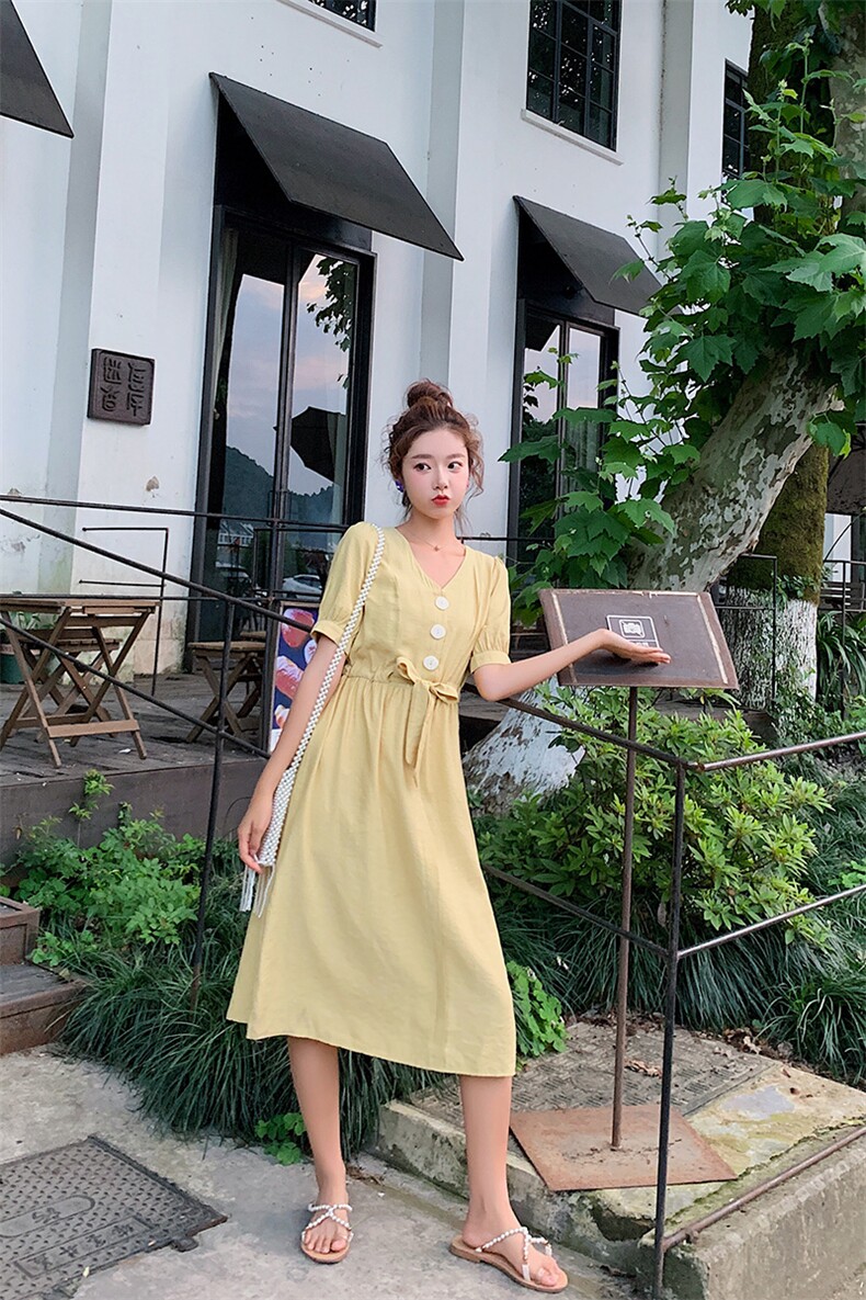 连衣裙时尚潮流中长款2021年夏季短袖优雅气质个性,女装连衣裙,艾艾淮淮