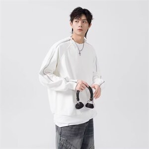1506/QW3580/P45铆钉重磅明线卫衣男春季设计感痞帅宽松大码上衣图片