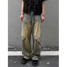 设计感休闲裤男春秋季复古欧美裤子直筒阔腿牛仔裤NY215，男装休闲裤，星座1116A（原606A-3）