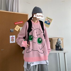 秋冬卡通情侣毛衣宽松韩版ins潮流个性男女套头针织衫T809-P75图片