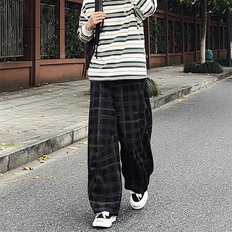 加绒卫裤肌理感格纹休闲裤男2025搭配卫衣毛衣日系裤子1030/P55,男装休闲裤,星座1412-2