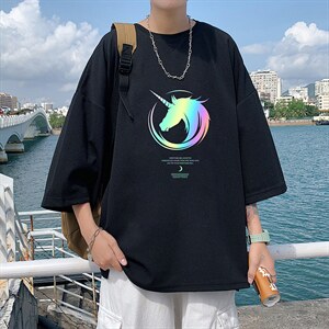 Q11138-P30 春夏季七分袖t恤男大码五分袖男短袖中袖图片