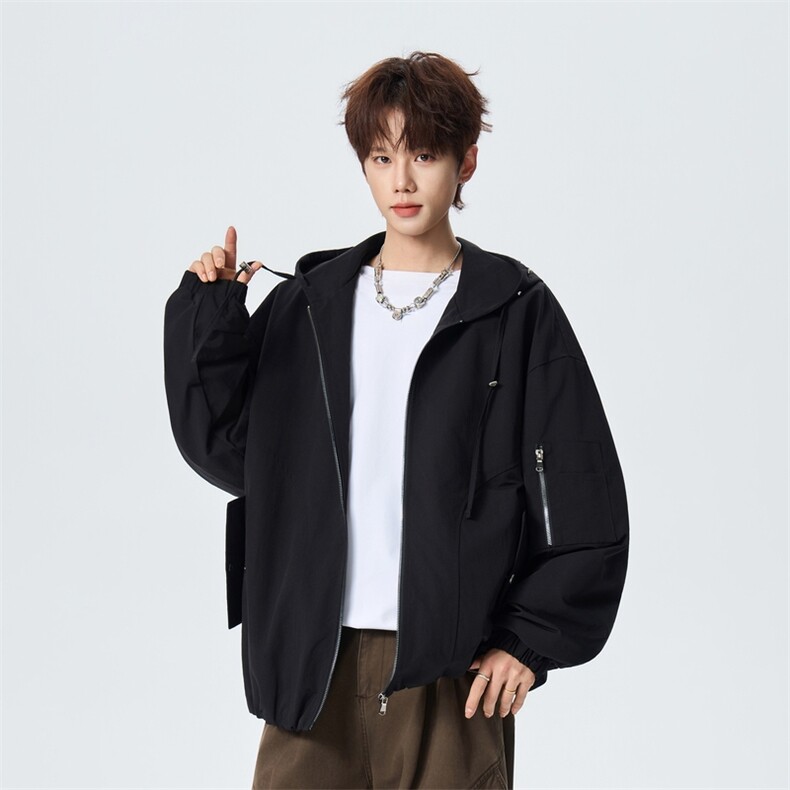 休闲潮流连帽夹克男2026春季宽松百搭设计感外套XZ309JK8005P75,男装夹克,星座309（原A406）
