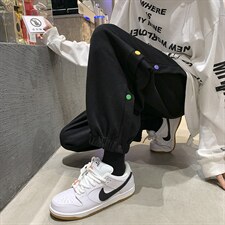 休闲裤男秋韩版排扣阔腿裤港风潮牌宽松束脚卫裤A125-DK911-P50，男装休闲裤，电商A071