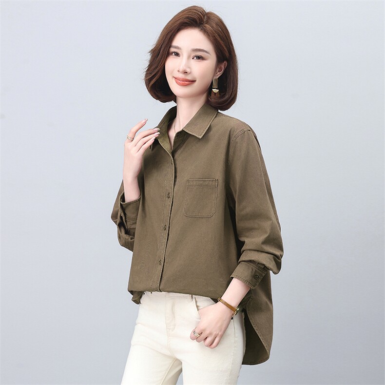 衬衫2024新款女早春休闲时尚洋气大码显瘦气质小个子妈妈纯棉上衣,女装衬衫,希欧阁