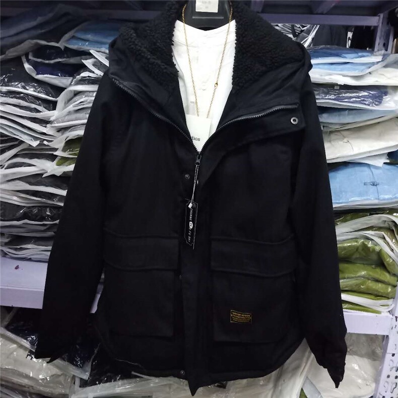 秋冬新日系大码男连帽加厚保暖爆款羊羔毛外套棉衣J9071-P90图片