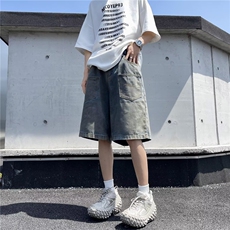 2024美式牛仔裤男款直筒短裤潮D3123P45，男装牛仔裤，星座1116-2