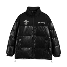 白底23新款冬季时尚百搭宽松字母印花皮棉服外套MY402P115控158，男装棉衣，电商A247-1