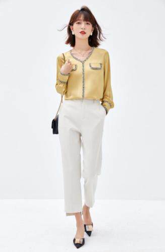 2021秋季新品小香风V领气质通勤小衫，其它，秋子丰色(3F)