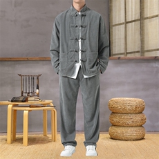 男士外套灯芯绒夹克套装盘扣立领风XZ1512-2501套装-P110，男装休闲套装，星座1512