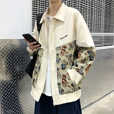 新款立领外套男春季宽松撞色拼接夹克休闲学生运动上衣W2491-P48，男装夹克，星座512-2
