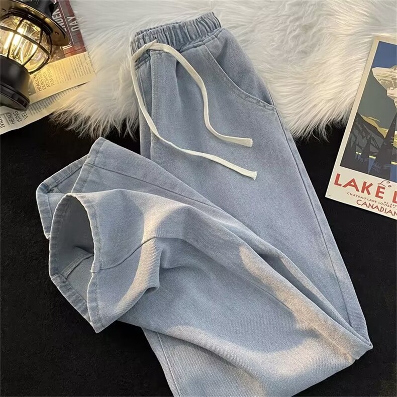 水洗牛仔裤美式高街vibe男生阔腿裤潮牌痞帅休闲直筒裤N6008-P35图片